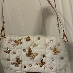 Aldo White Shoulder Bag with Gold and Pink Accents